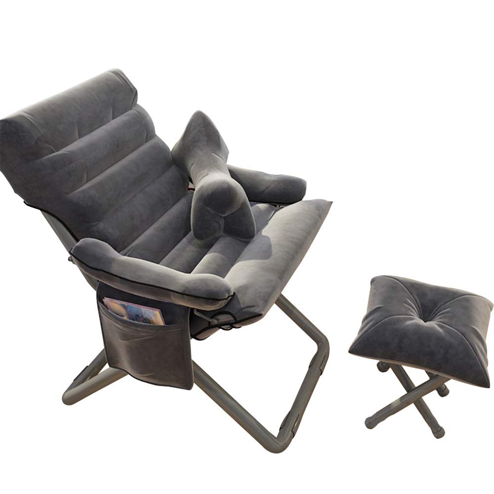 Modern Accent Chair with Ottoman - 3-Position Reclining Lounge Chair with Side Pocket, Armrests & Pillow - Grey Contemporary Club Chair for Bedroom, Living Room & Office - Perfect for Relaxing, Reading or Working from Home