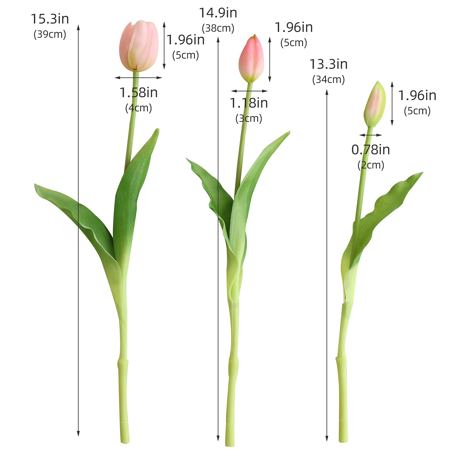 10pcs Real Touch Artificial Tulips - Soft Faux Latex Flowers with Gift Box for Wedding, Party & Home Decor | Pink Tulip Bouquet for Table Centerpieces, Living Room & Bedroom Decoration