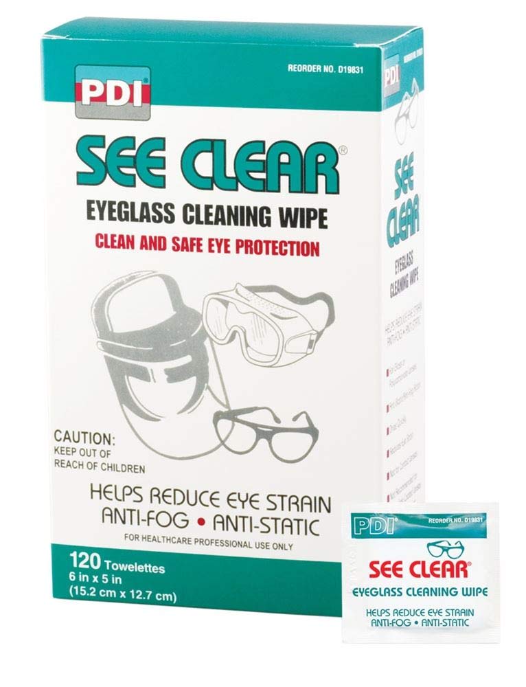 PDI See Clear Eyeglass Cleaning Wipes - 12 Boxes (240 Wipes) | Streak-Free Lens Cleaner for Glasses, Sunglasses & Screens | Perfect for Home, Office & Travel Use