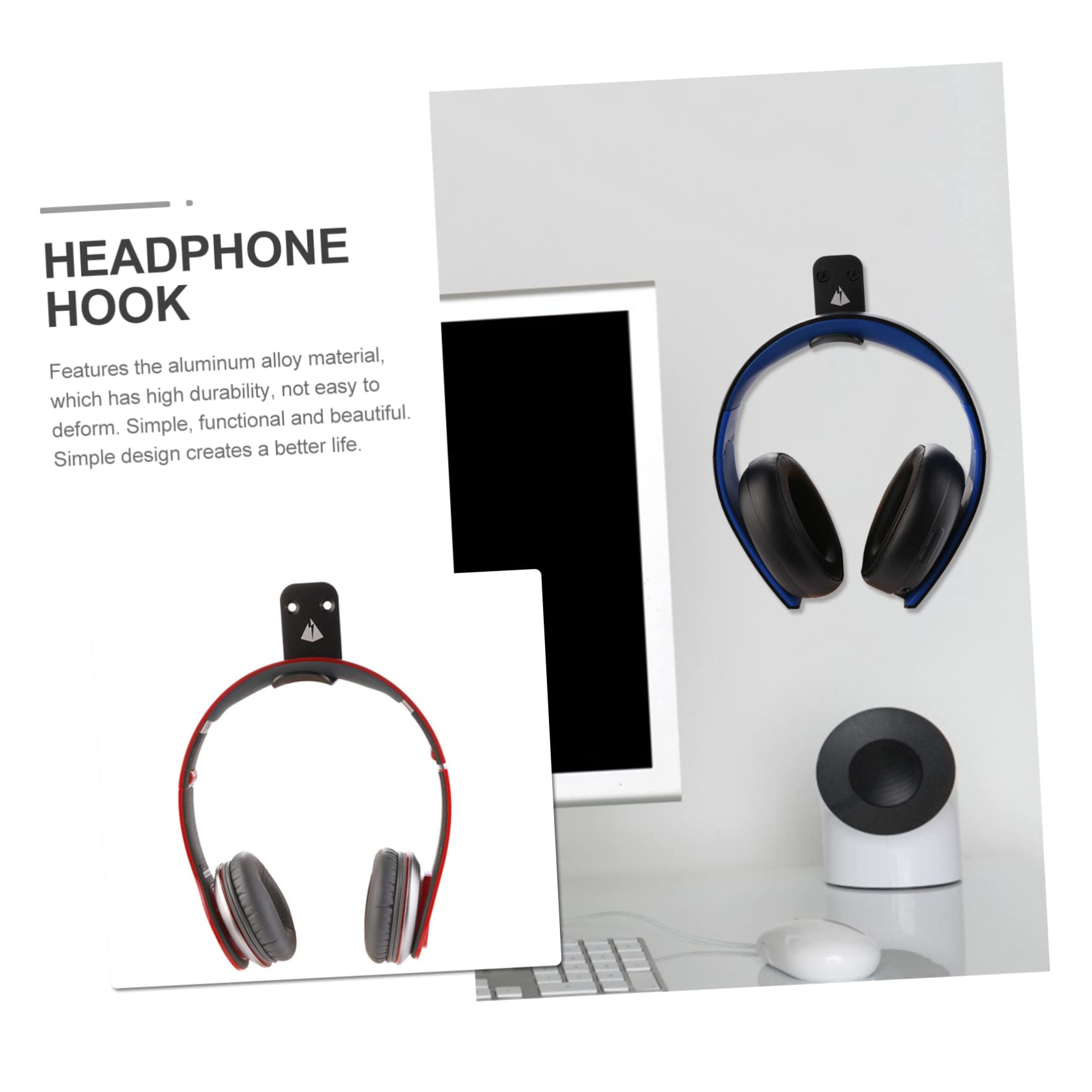 Premium Aluminum Alloy Headphone Hook & Headset Stand - Space-Saving Desk/Wall Mount Earphone Holder & Coat Hanger for Office, Gaming Setup, and Home Organization