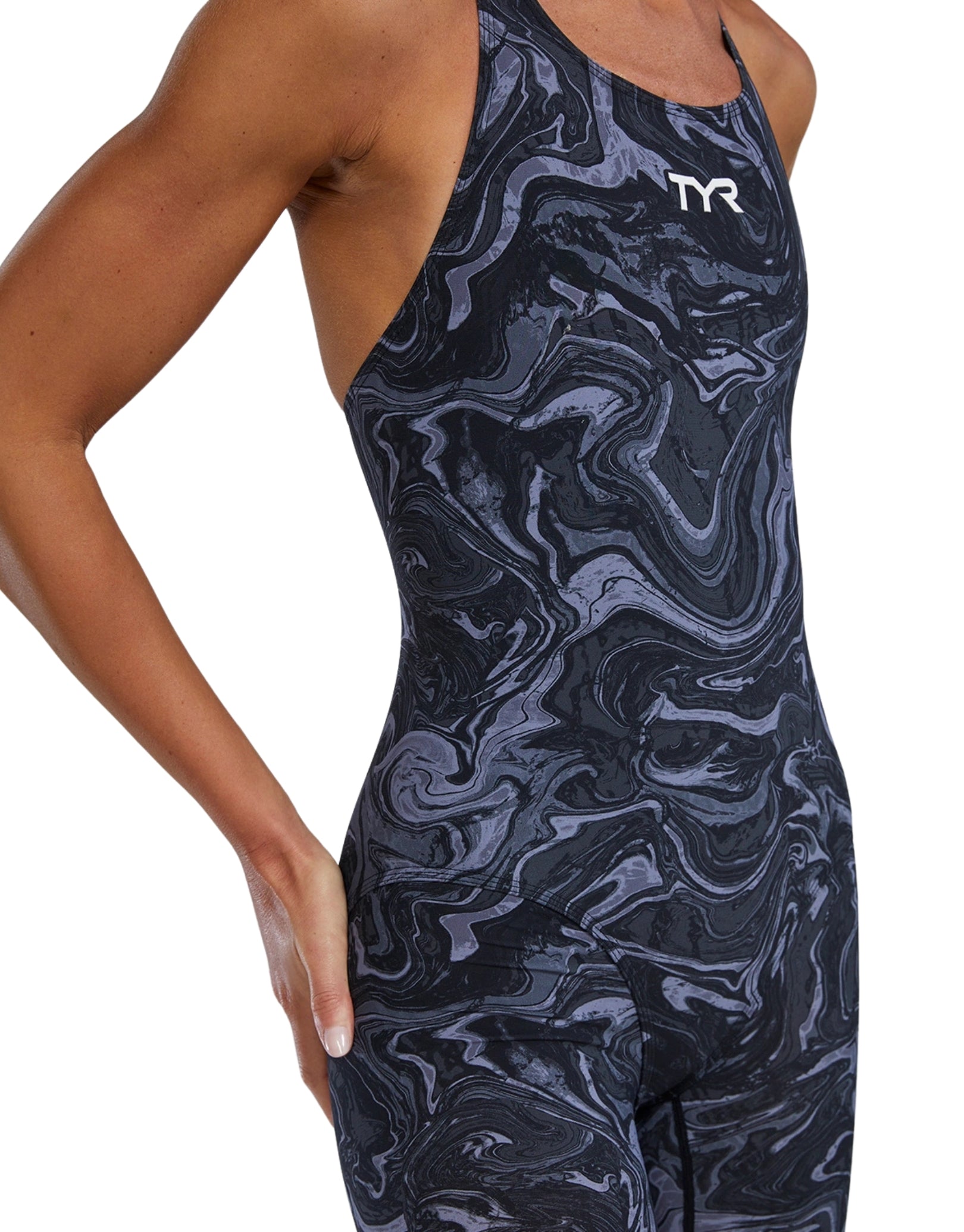 Thresher Hyperblitz Open Back Kneeskin Limited Edition Titanium Black - High-Performance Swimwear for Competitive Swimming & Training