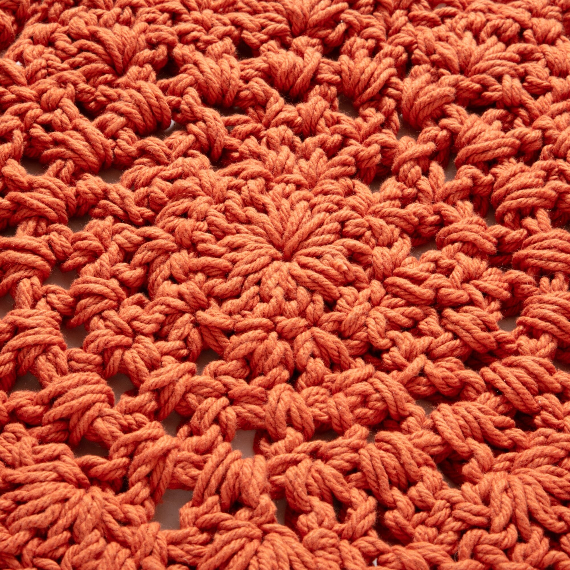 Handmade Orange Crochet Flower Rug - 39