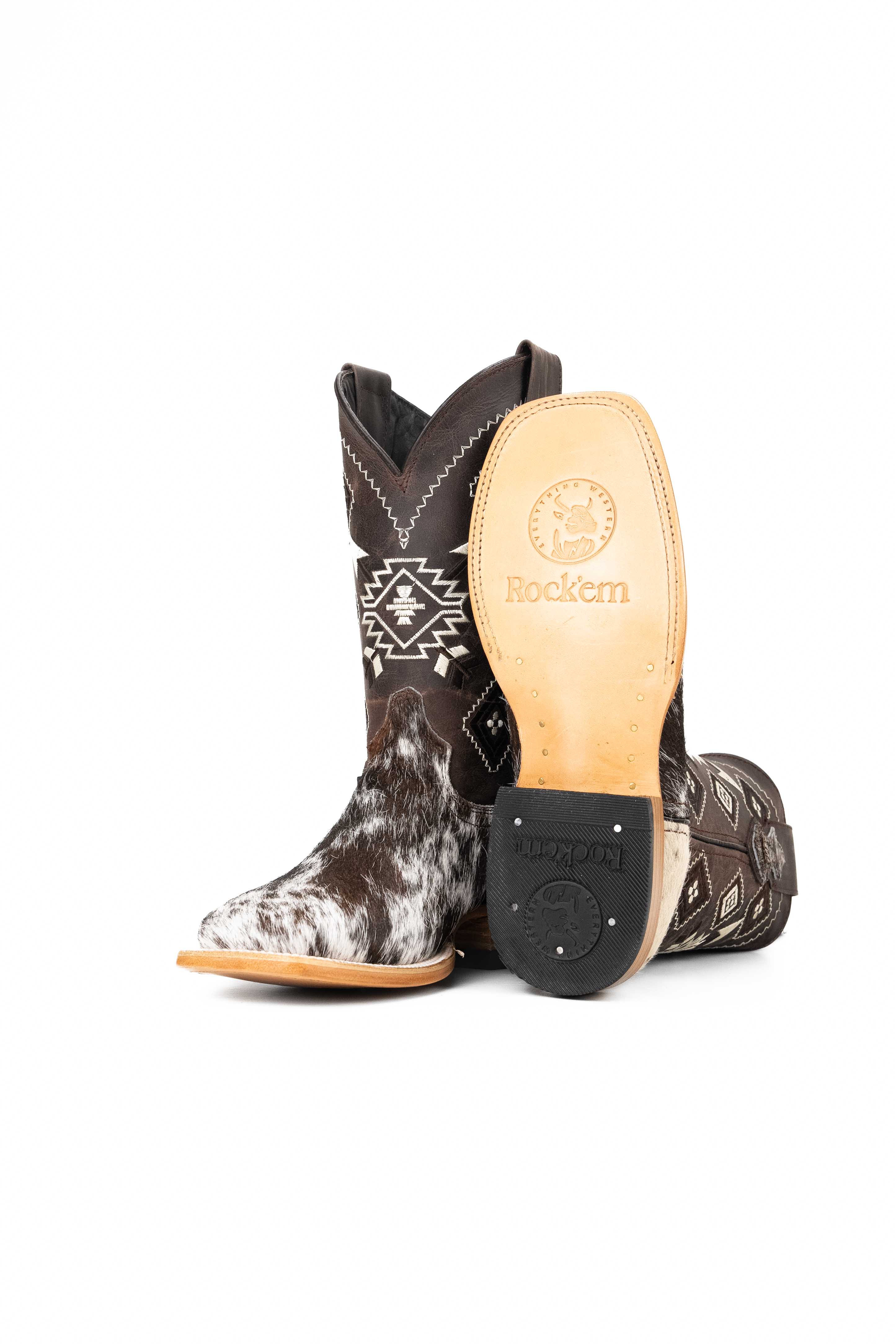 **Men's Genuine Cowhide Square Toe Cowboy Boots - Size 6 - Western Style Boots for Men - Perfect for Rodeo, Country Dancing & Casual Wear**