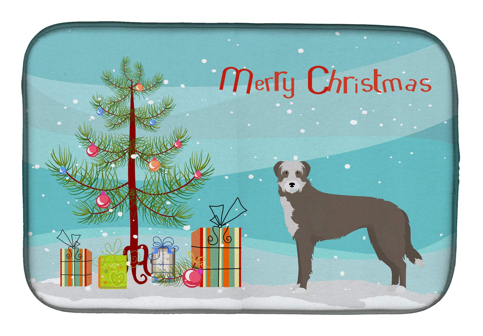 Lurcher Christmas Tree Dish Drying Mat - Absorbent Kitchen Counter Pad 14x21