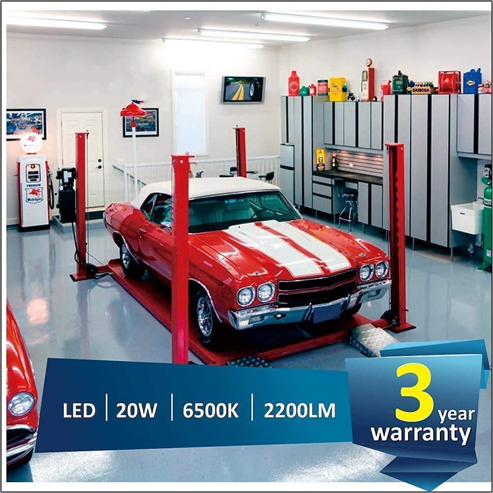 Barrina 14-Pack LED T5 Integrated Fixtures, 4FT 20W Super Bright White (6500K, 2200lm) - Shop Lights, Ceiling & Under Cabinet Lighting with Built-in On/Off Switch - Perfect for Garages, Workshops, Kitchens & Retail Spaces