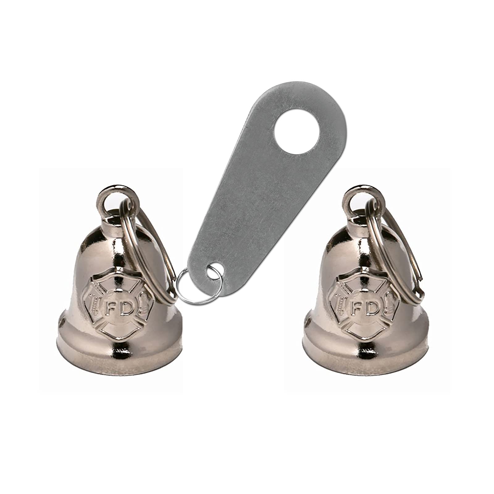 Lucky Motorcycle Bell & Hanger - 2PCS Fire Dept Biker Accessories for Safety & Good Luck on Rides