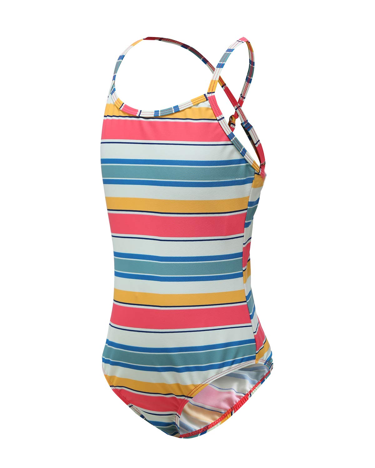 Girls' Striped Rainbow One Piece Swimsuits - Cute Bathing Suit for Kids | Perfect for Beach, Pool & Summer Vacations