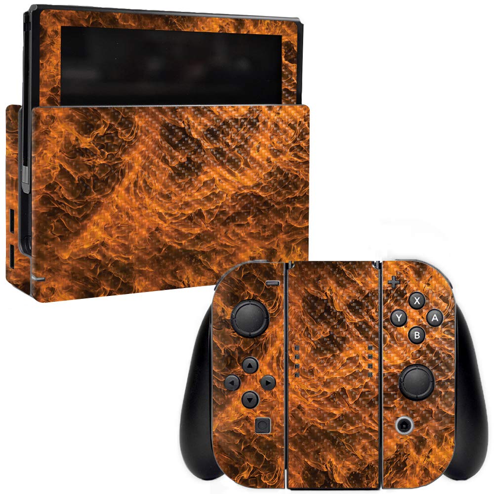 Premium Carbon Fiber Skin for Nintendo Switch - Burning Up Design | Protective & Durable Textured Cover | Easy to Apply & Remove | USA Made | Perfect for Gaming Protection & Style Enhancement