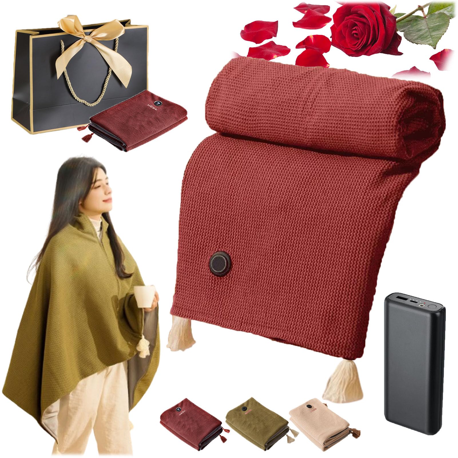Portable USB Heated Blanket Shawl - 58