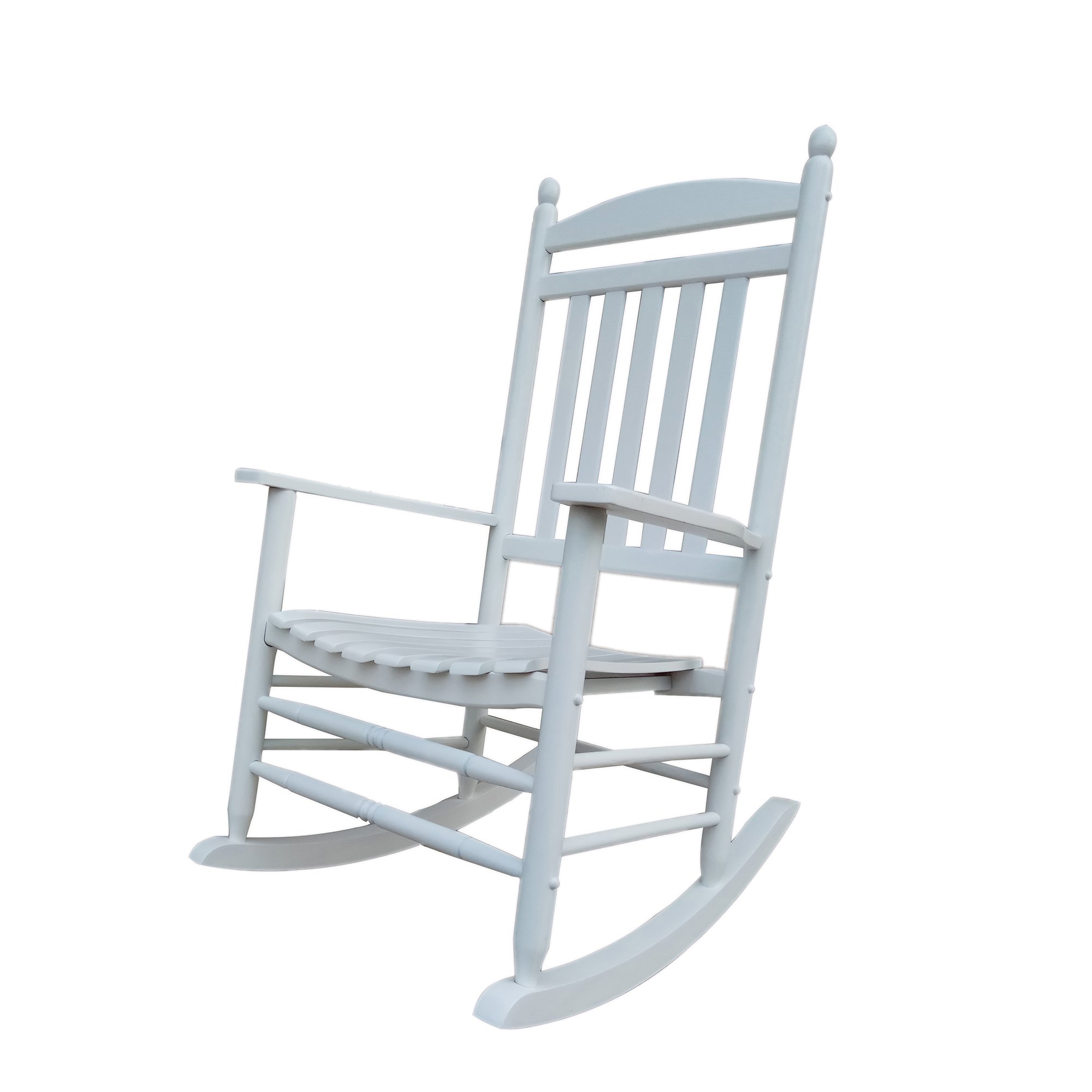 White Wood Porch Rocker - Outdoor Rocking Chair with Easy Assembly | Comfortable Patio, Garden & Living Room Rocker for Relaxing | A040WT Model