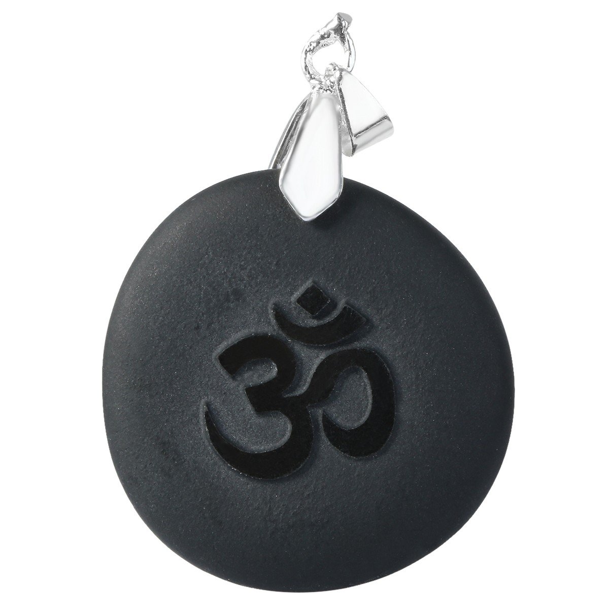 SUNYIK Black Stone Crown Chakra Pendant Necklace for Women - Reiki Healing Jewelry with Engraved Symbols - Pack of 1 - Perfect for Meditation, Yoga & Spiritual Healing