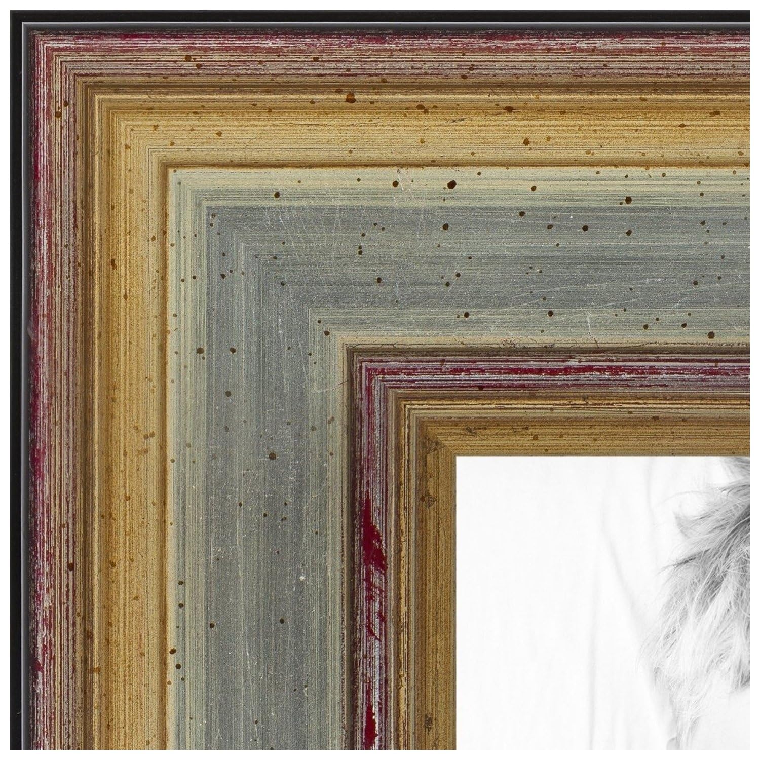 ArtToFrames 14x37 Inch Silver Picture Frame with Gold Accents - 2.13 Inch Custom Wood Poster Frame for Wall Art & Photos - Includes Economy Acrylic - Perfect for Living Room, Bedroom & Office Decor
