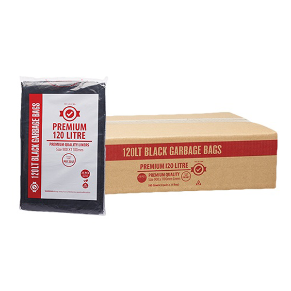 Premium Heavy Duty 120L Trash Bags - Extra Thick Black Garbage Bags for Kitchen, Office & Outdoor Use