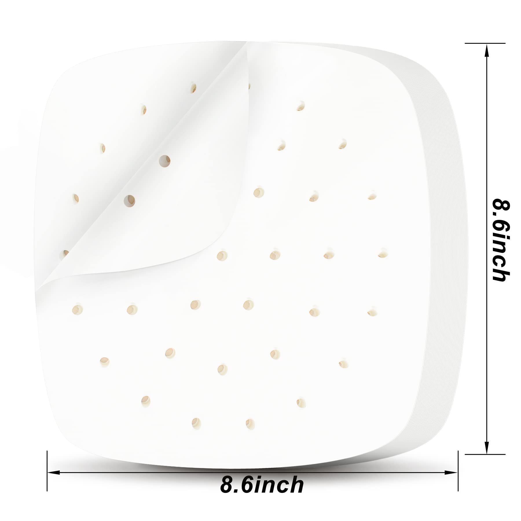 200Pcs Disposable Air Fryer Parchment Paper Liners - Square Perforated Baking Sheets for Air Fryer & Bamboo Steamer Basket | Non-Stick, Heat-Resistant | Perfect for Roasting, Steaming & Healthy Cooking (White)