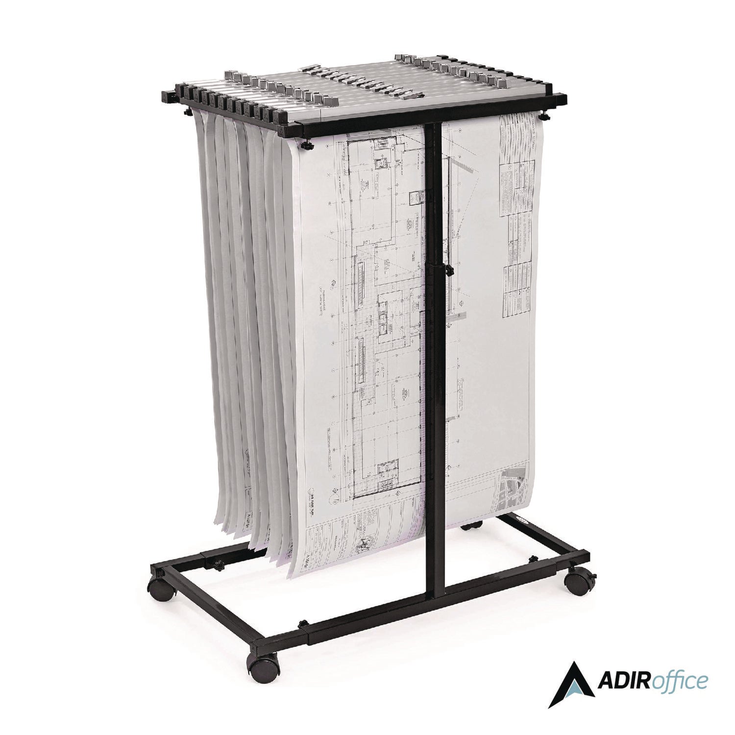 AdirOffice Steel Blueprint Storage Cabinet - Vertical Plan Center for Documents 15x27 to 47.25x57 Inches - Black | Office Organization & Architectural Drawing Storage Solution
