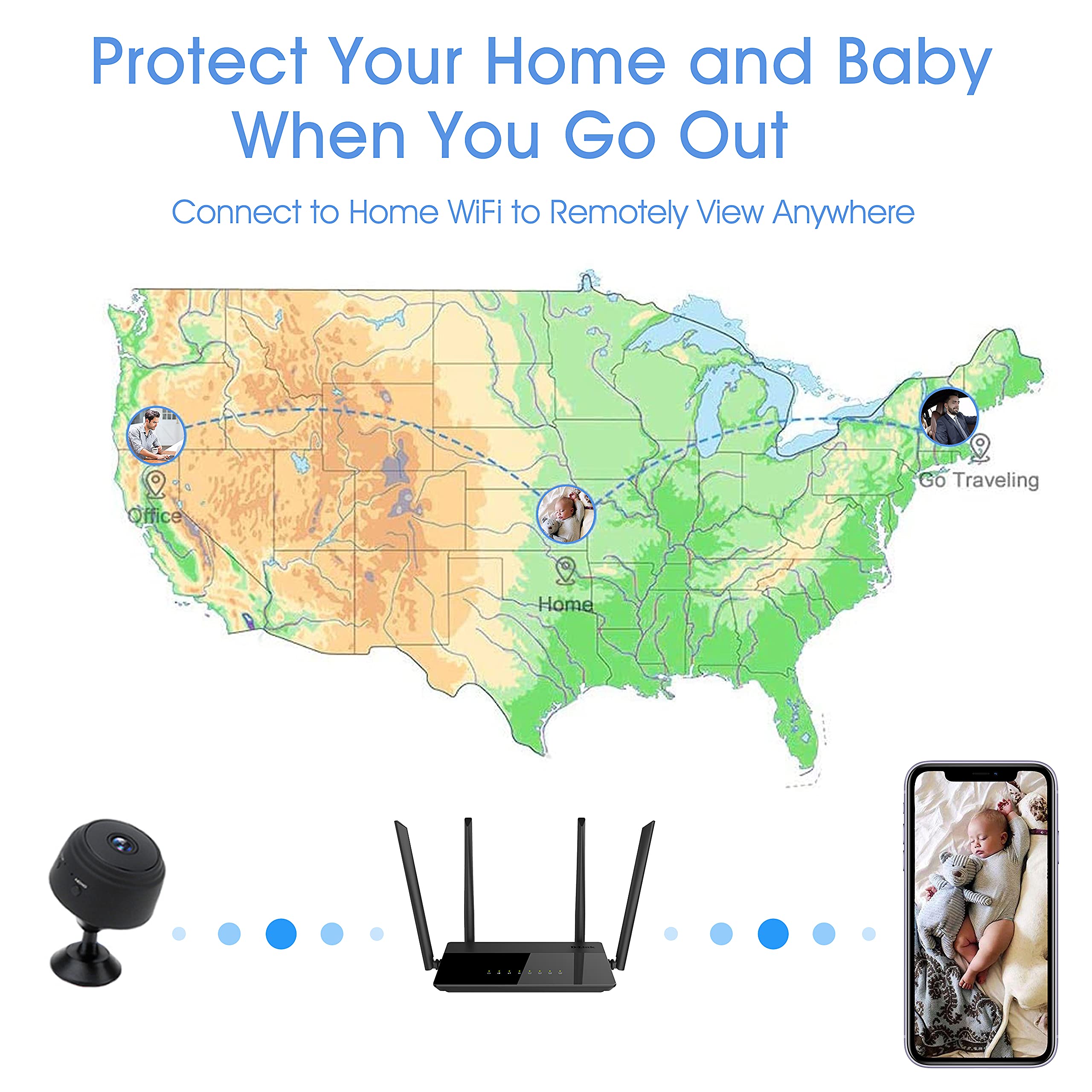 Mini Spy Camera WiFi Hidden - 1080P HD Secret Camera with Night Vision, Motion Detection & Loop Recording - Tiny Nanny Cam for Home Security, Baby Monitor, Pet Camera (Indoor/Outdoor Use)