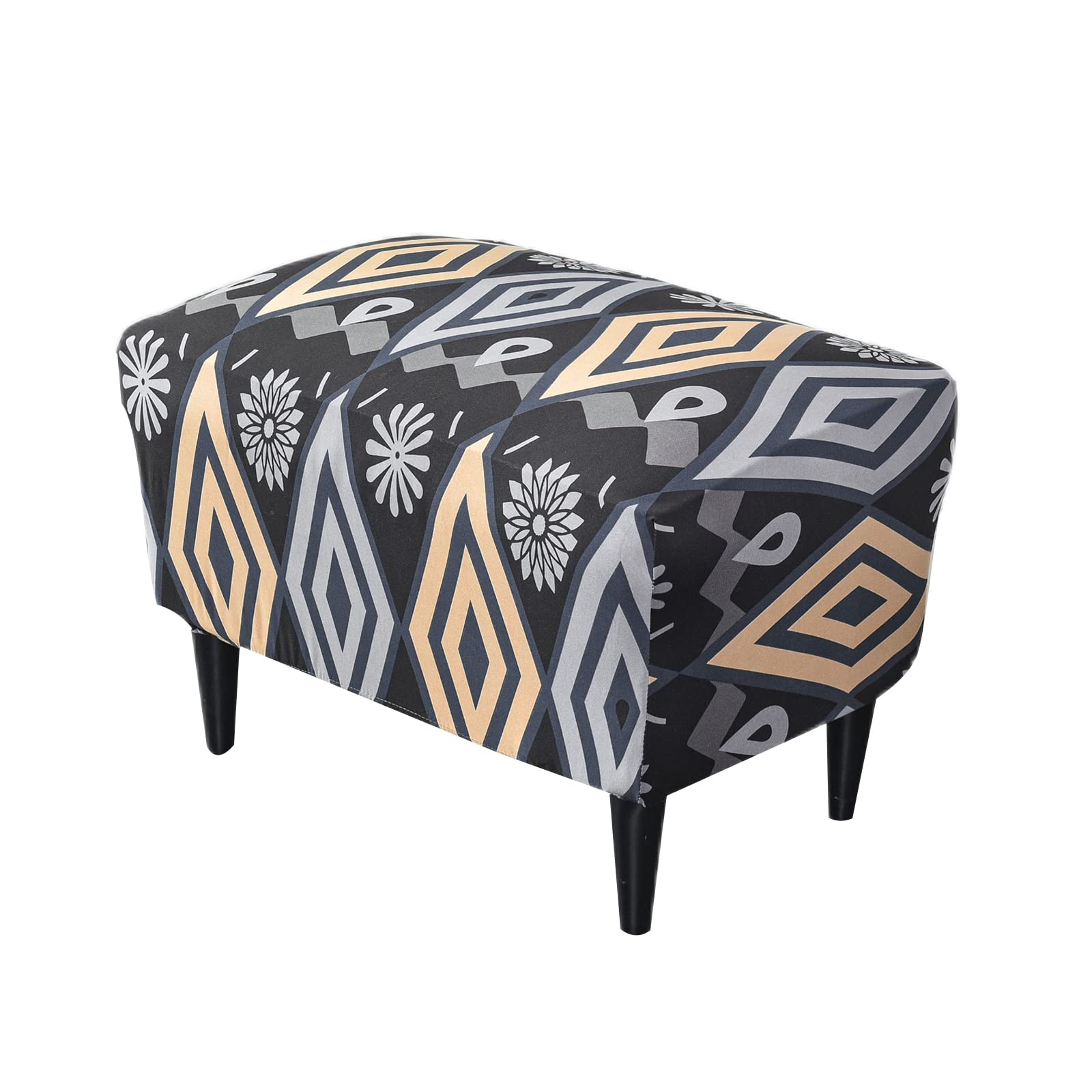 CRFATOP X-Large Printed Ottoman Chair Cover - Stretchable Rectangle Storage Stool Slipcover with Elastic Bottom for Footrest, Sofa & Furniture Protection (19