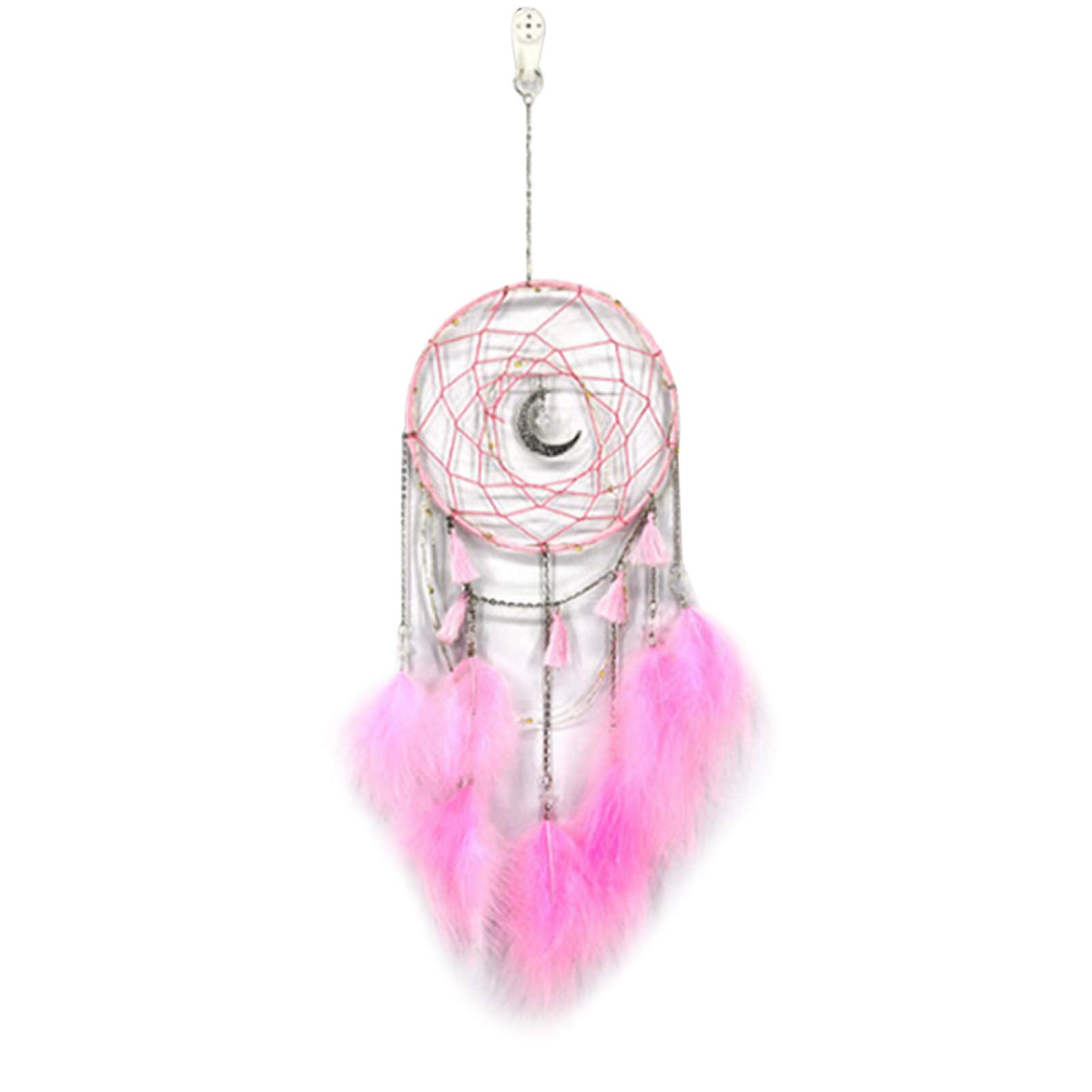 JIDOANCK Dream Catcher Feather Ring - Boho Wall Hanging Decor for Bedroom, Window, Balcony, Nursery & Car - Pink Handmade Ornament | Perfect for Home Decor, Baby Shower Gifts & Spiritual Healing Spaces