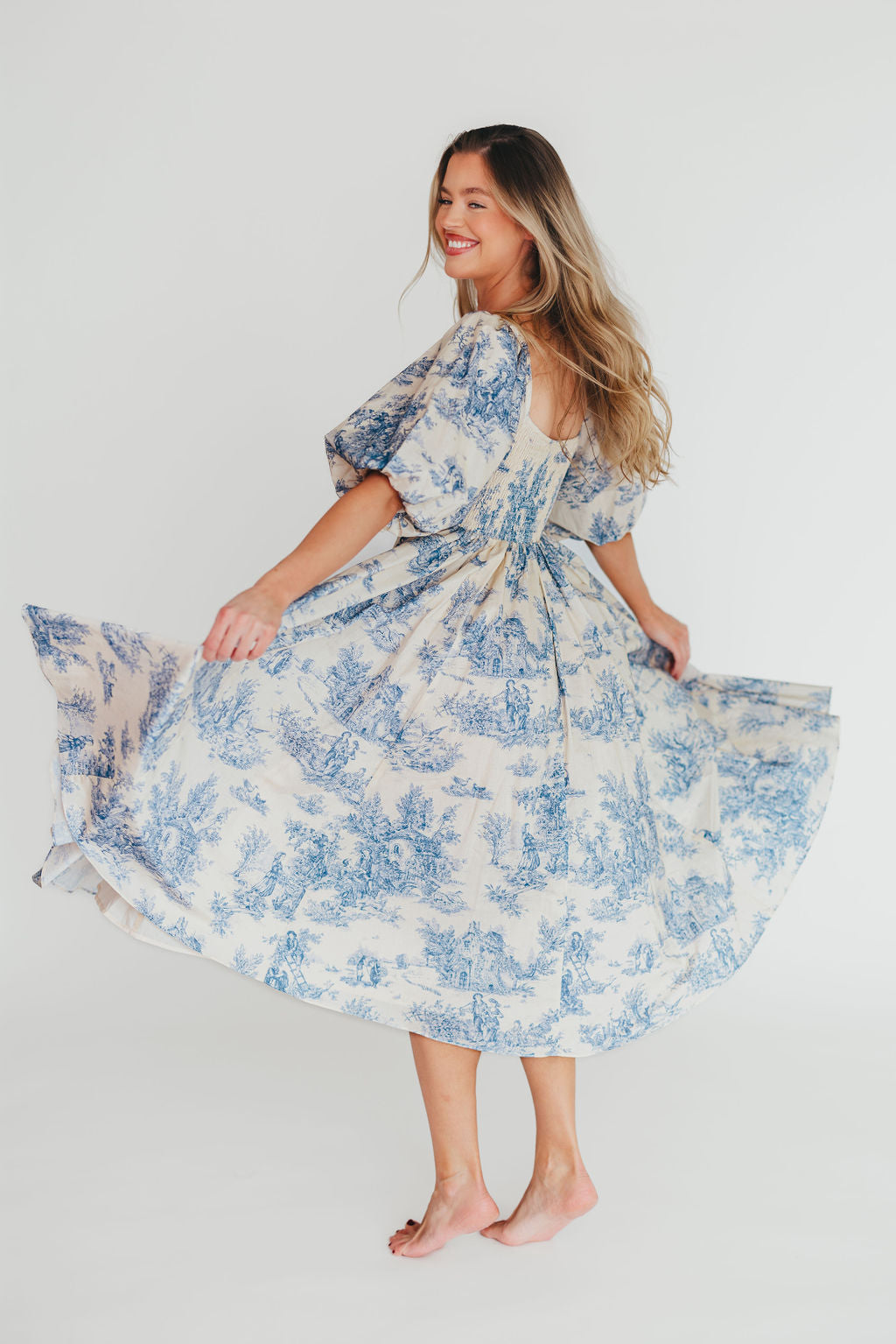 Mary Elizabeth Midi Dress - Flowy Blue Summer Dress for Women | Perfect for Beach Vacations, Date Nights & Casual Outings