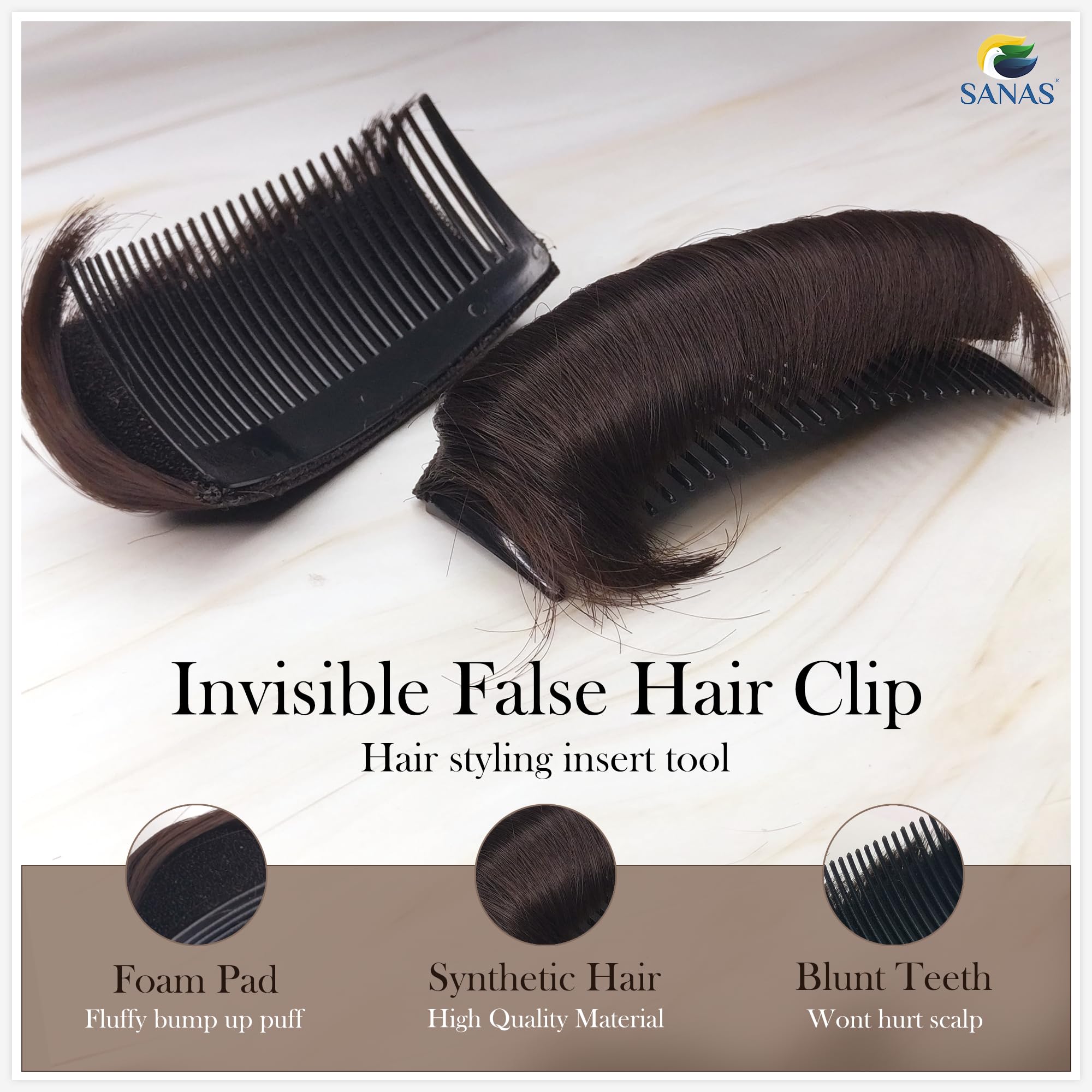 Sanas Hair Puff Clips for Women - 1PC Brown Hair Bun Maker & Styling Accessories for Updos, Wedding Hairstyles, Juda Bun & Everyday Use