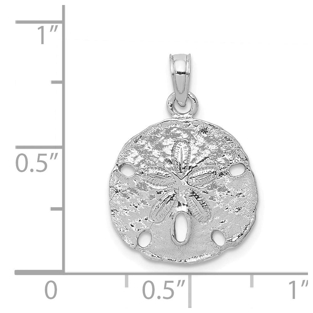 14K White Gold Sand Dollar Charm Pendant - High Polish Elegant Jewelry for Beach Lovers & Ocean-Themed Gifts