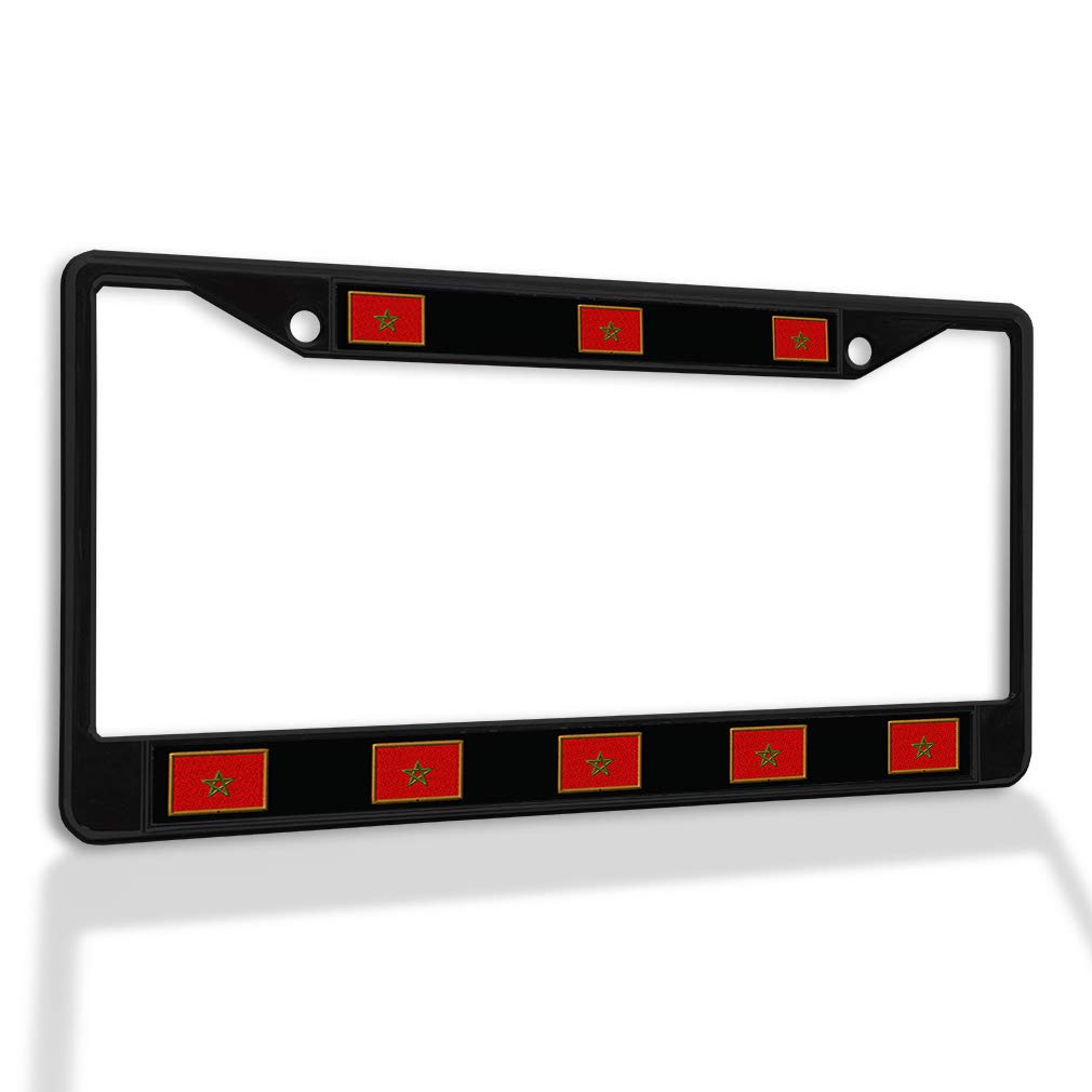 Premium Metal Insert License Plate Frame - Morocco Weatherproof Car Accessories - Black 2 Hole Solid Insert for Cars, Trucks & SUVs - Durable & Rustproof for All Weather Conditions