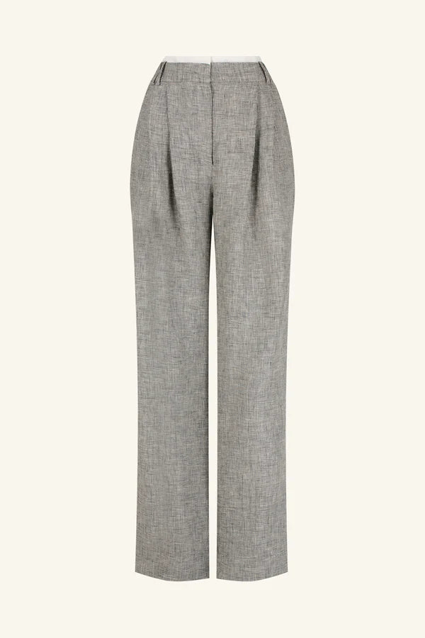 Elliot Double Waist Band Pants for Women - Stretch Comfort Fit High Waisted Trousers (Concrete Color) - Perfect for Office, Business Casual & Everyday Wear