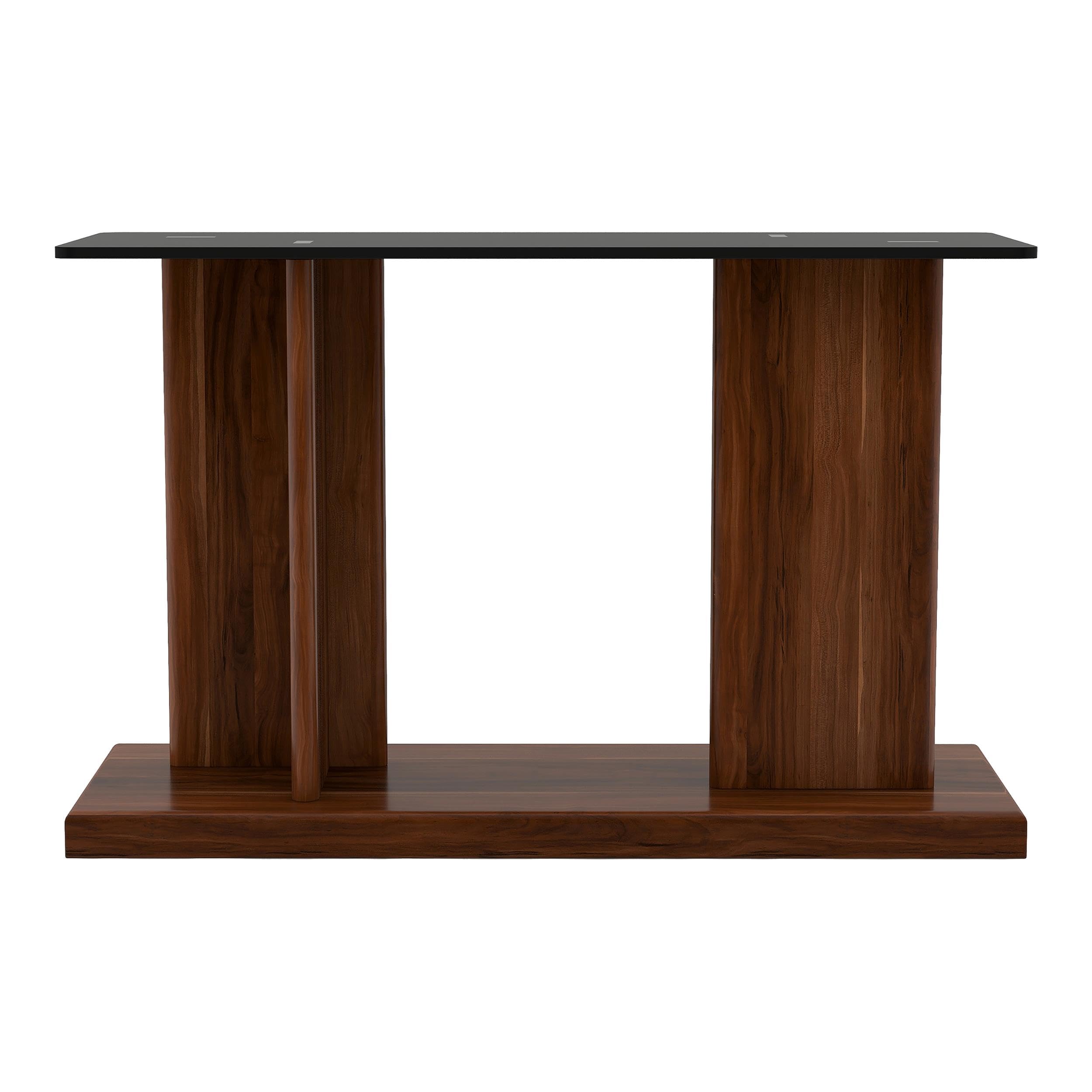 Furniture of America Thame Modern Glass Top Console Table - Dark Walnut Finish for Entryway, Living Room & Hallway Decor
