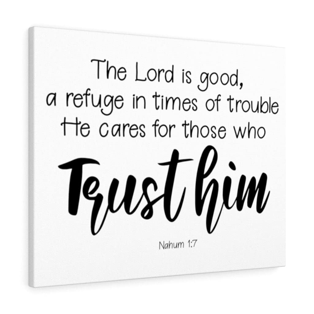 Trust Him Nahum 1:7 Christian Wall Art - Bible Verse Print Ready to Hang - Inspirational Scripture Home Decor for Living Room, Bedroom & Office - Express Your Love Gifts