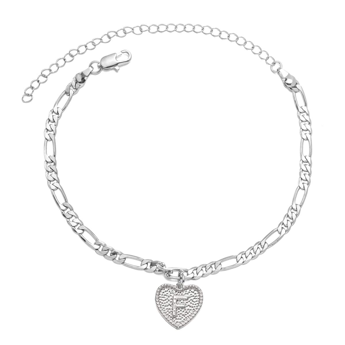 18K Gold & Silver Figaro Cuban Link Ankle Bracelet for Women & Men - Custom Name Initial Anklet Jewelry for Teens & Adults - Perfect for Beach, Party & Everyday Wear