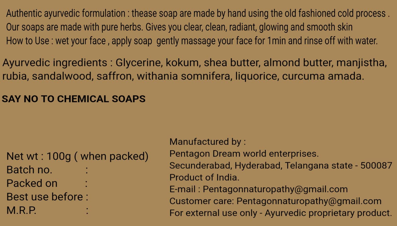 Pentagon Naturopathy Ayurvedic Luxury Handmade Beauty Soap - Organic, Natural Skincare for Glowing Skin | Perfect for Daily Cleansing & Relaxation