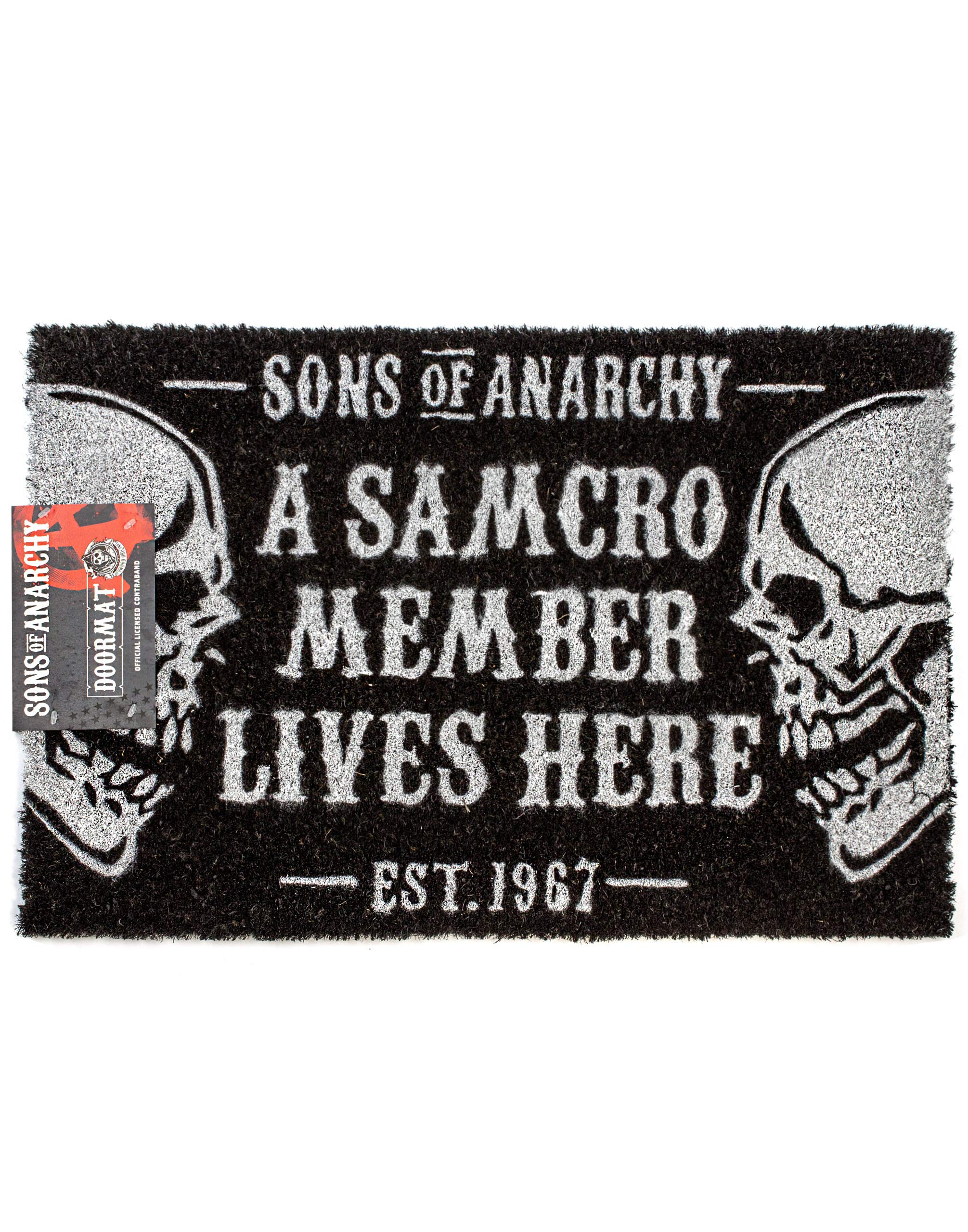 Sons of Anarchy Black Skull SAMCRO Doormat - Non-Slip Rubber Backing for Front Door, Porch, or Garage - Perfect for Biker Fans and Motorcycle Enthusiasts