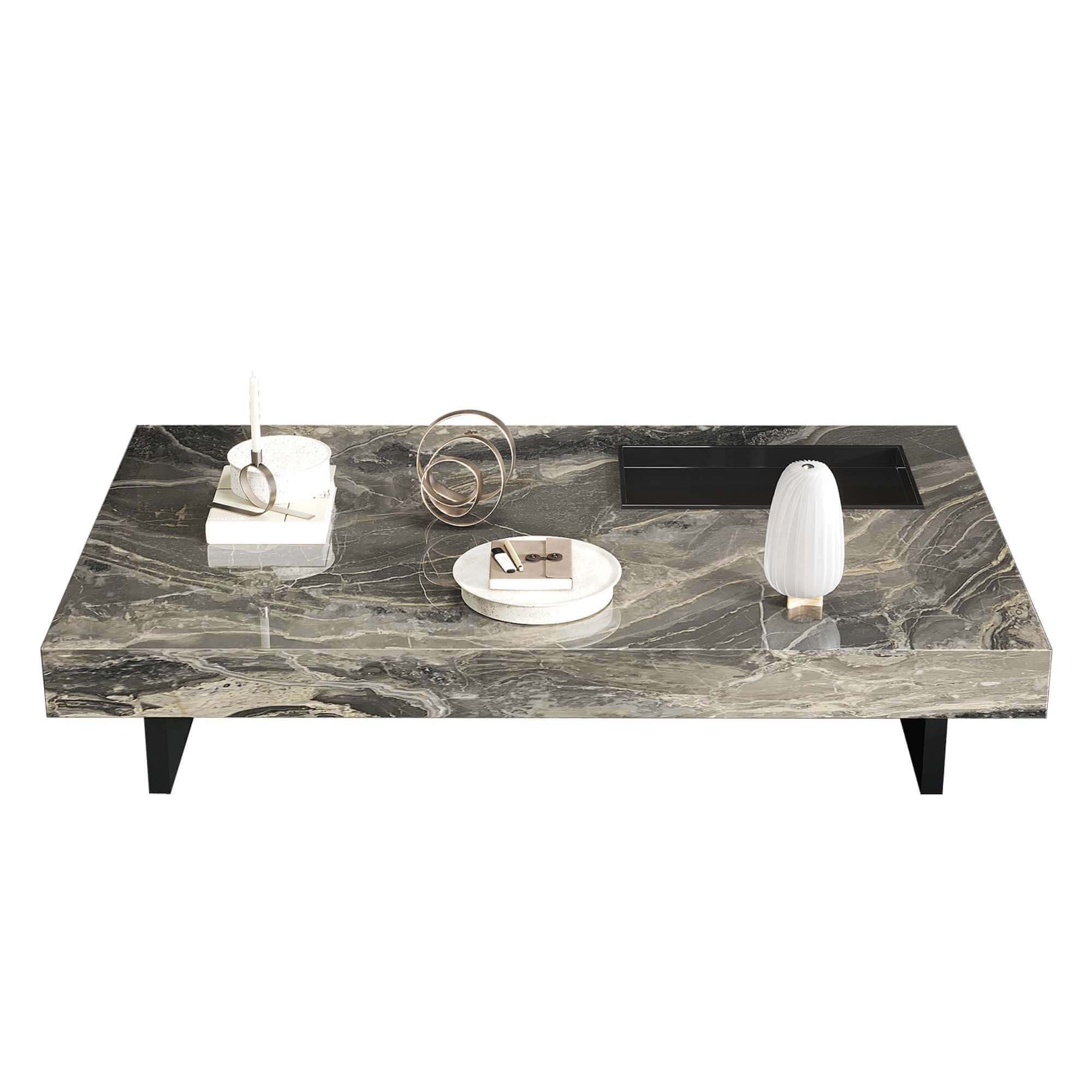 Modern Luxury Sintered Stone Rectangle Coffee Table - Minimalist Living Room Centerpiece for Home Decor & Entertaining