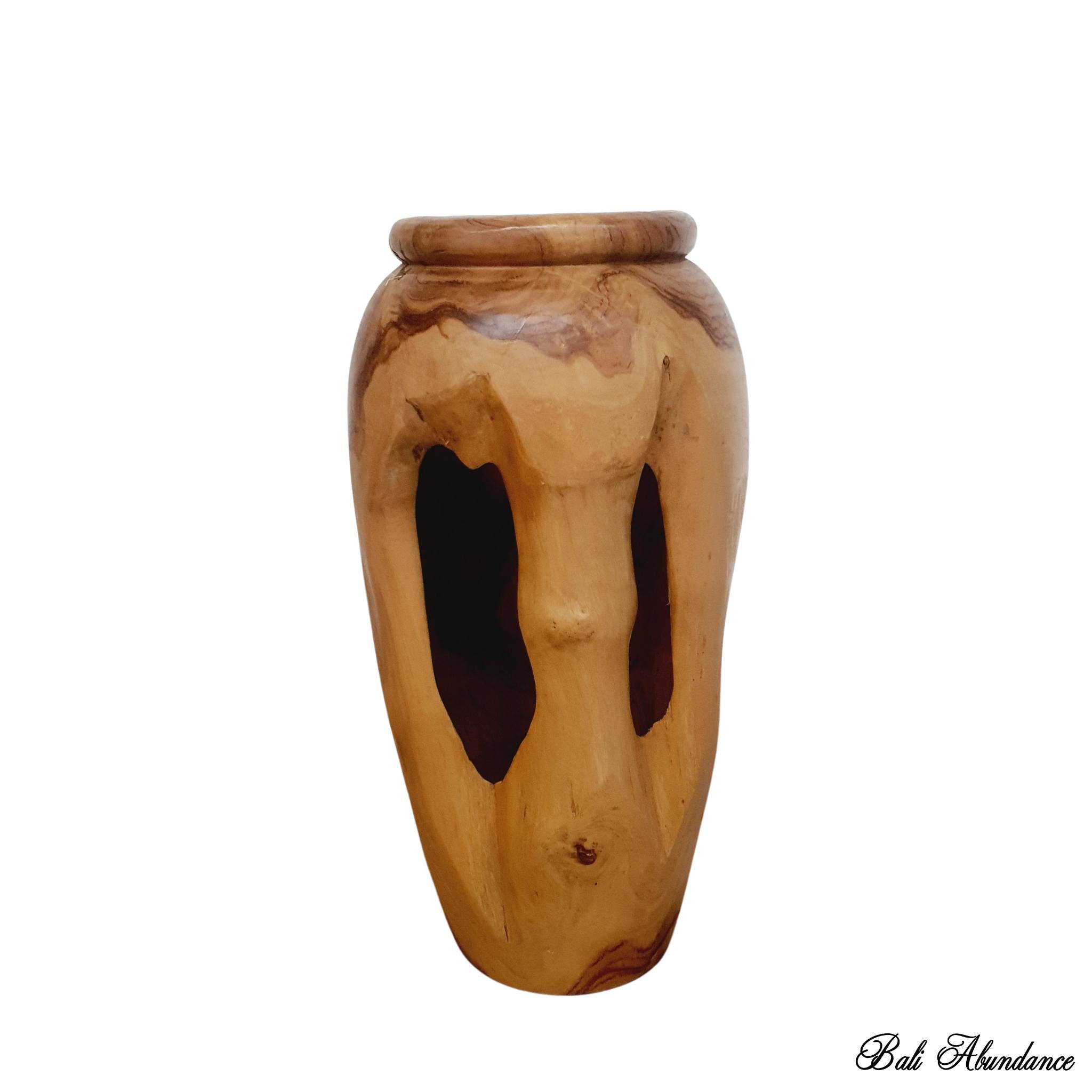 Premium Teak Wood Planter Pot - Handcrafted Natural Wood Flower Pot for Indoor & Outdoor Plants - Perfect for Home Garden, Patio, and Balcony Decor