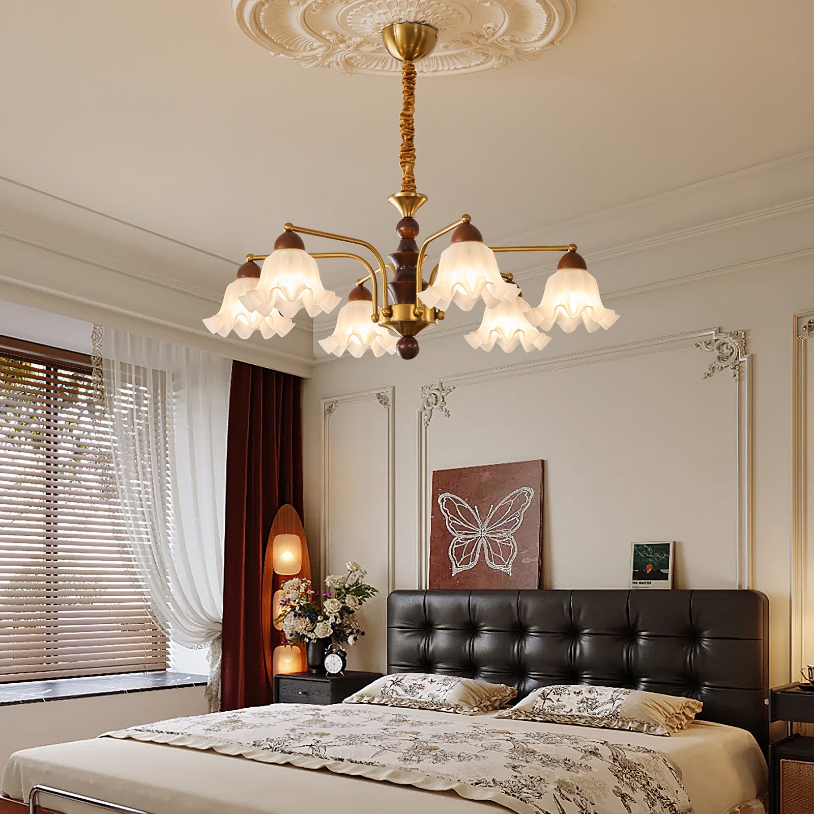 Elegant Blossom Flowers Chandelier - Floral Crystal Ceiling Light Fixture for Dining Room, Bedroom & Living Room Decor