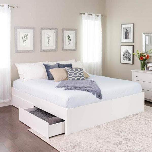 Select 4 Post Platform Bed with 2 Drawers - Queen/King Size, Multiple Finish Options | Modern Bedroom Furniture for Master Suite or Guest Room