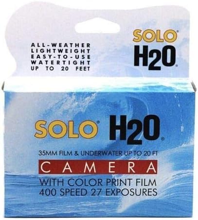Solo H2O 35mm Disposable Underwater Camera with 400ASA 27 Exposure Film - Perfect for Beach Vacations, Snorkeling & Pool Parties
