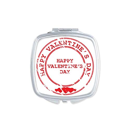 DIYthinker Red Postmark Happy Valentine's Day Mirror - Portable Compact Pocket Makeup Mirror with Double Sided Glass - Perfect for Travel, Gifts, and Everyday Beauty Essentials