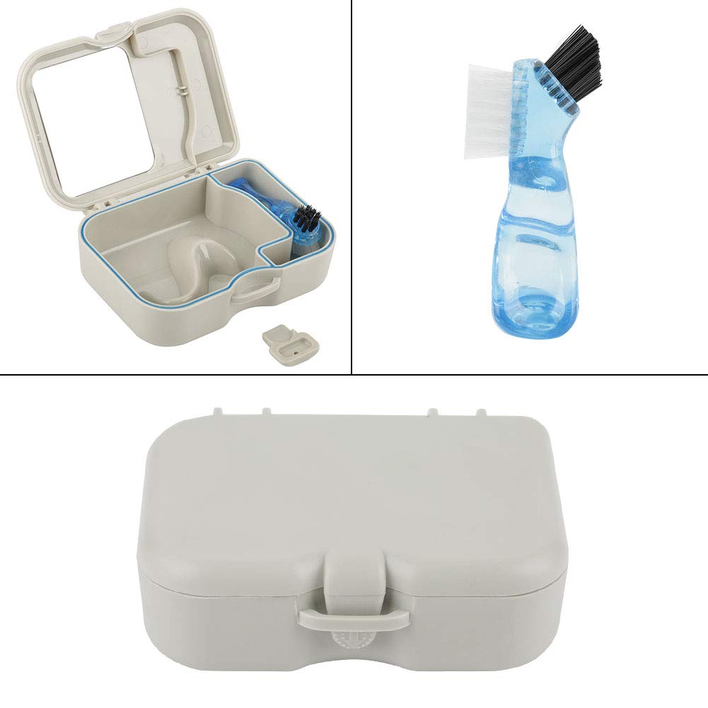 Bognajin Denture Storage Case with Mirror & Cleaning Brush - Portable False Teeth Holder for Travel, Home & Daily Dental Care
