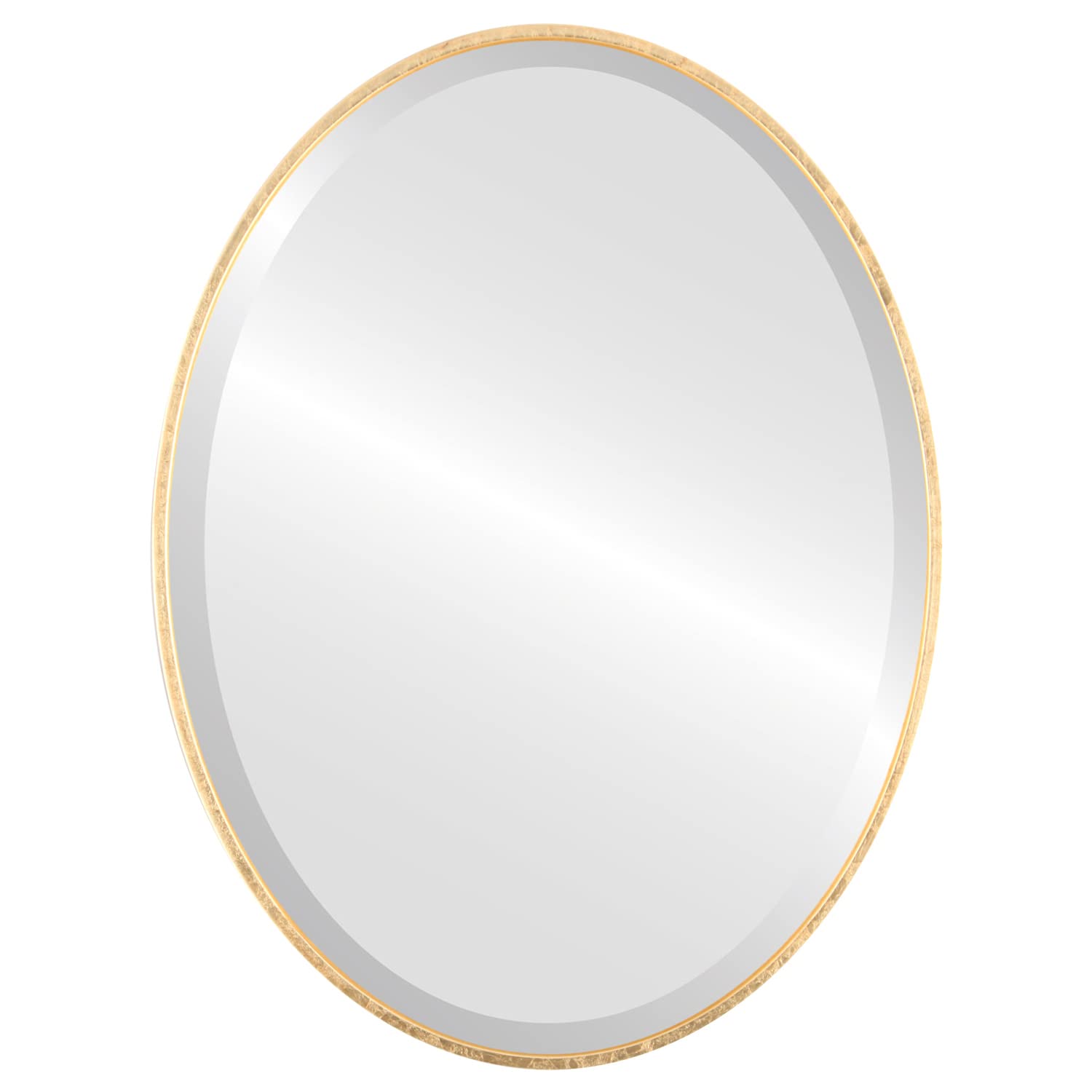 Oval Wooden Beveled Wall Mirror - Gold Leaf Frame - 30.6x40.6 Inches - Elegant Home Decor for Bathroom, Vanity, Bedroom, Living Room & Hallway - Perfect for Singapore Style Interior Design & Modern Spaces