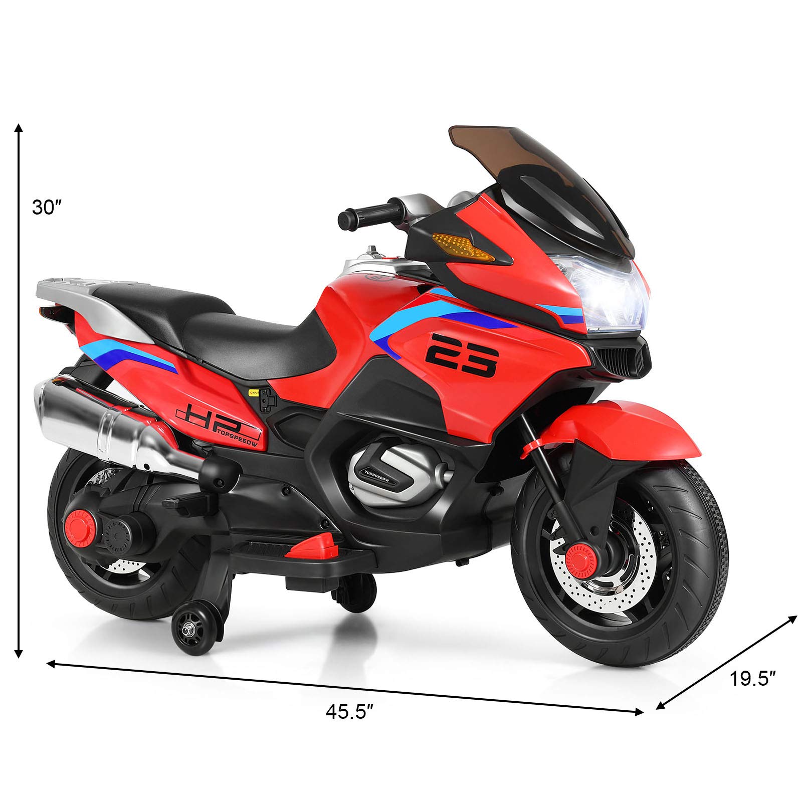 Costzon 12V Electric Ride On Motorcycle for Kids - Battery Powered Toy Bike with Training Wheels, LED Lights, Music & Pedal - Forward/Reverse Function - Perfect Gift for Boys & Girls (Red) - Ideal for Indoor Play, Backyard Fun & Birthday Presents