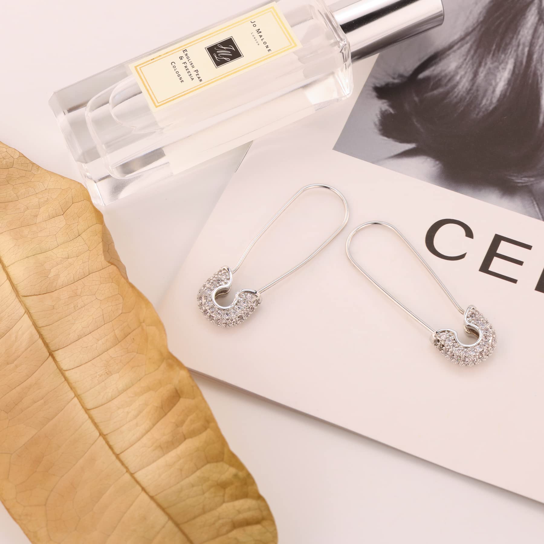 Trendy Gold Paperclip Earrings for Women - Minimalist Dangle Hoop Studs | SANNYRA Safety Pin Earrings | Perfect for Everyday Wear, Office & Casual Outfits
