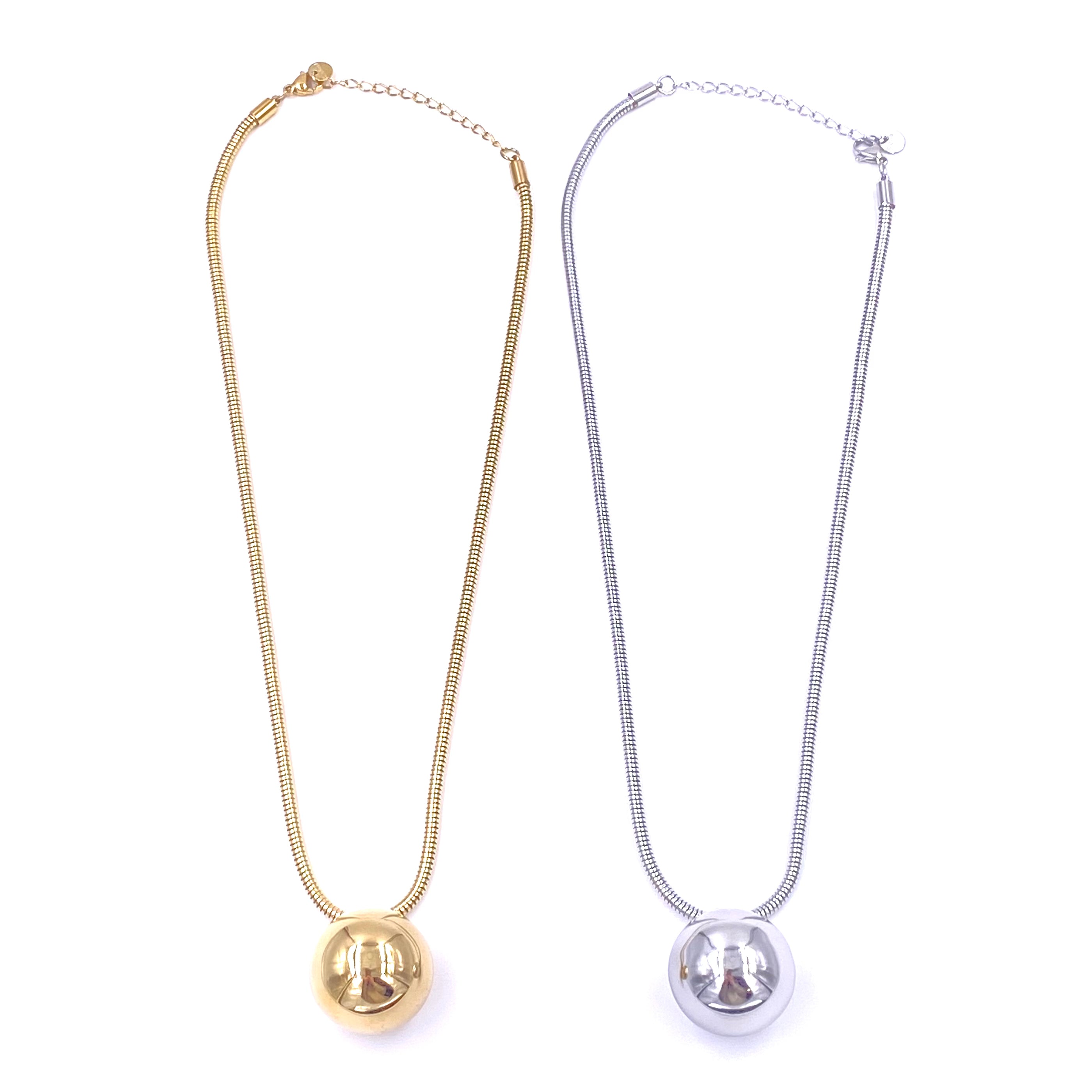 Ashley Gold Stainless Steel Large Ball Pendant Necklace for Women - Elegant Fashion Jewelry Gift for Birthday, Anniversary & Special Occasions