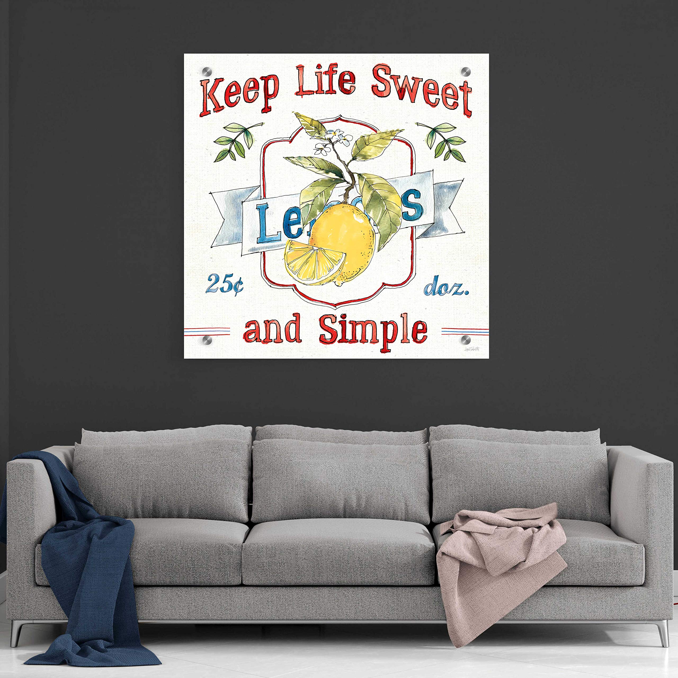 Epic Art 'Fruit Stand II' by Ann Tavoletti - Vibrant Acrylic Glass Wall Painting, 36x36 Inches - Perfect for Kitchen, Dining Room & Farmhouse Decor