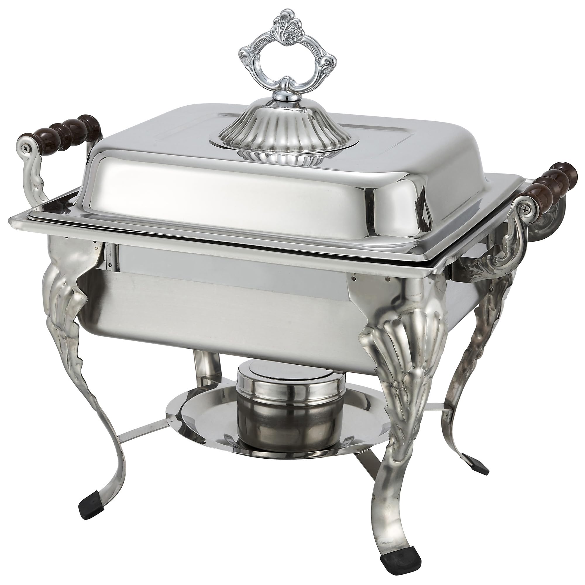 Winco 4-Quart Stainless Steel Half Crown Chafer - Buffet Food Warmer for Catering, Parties & Events - Commercial Grade Serving Dish for Hot Meals