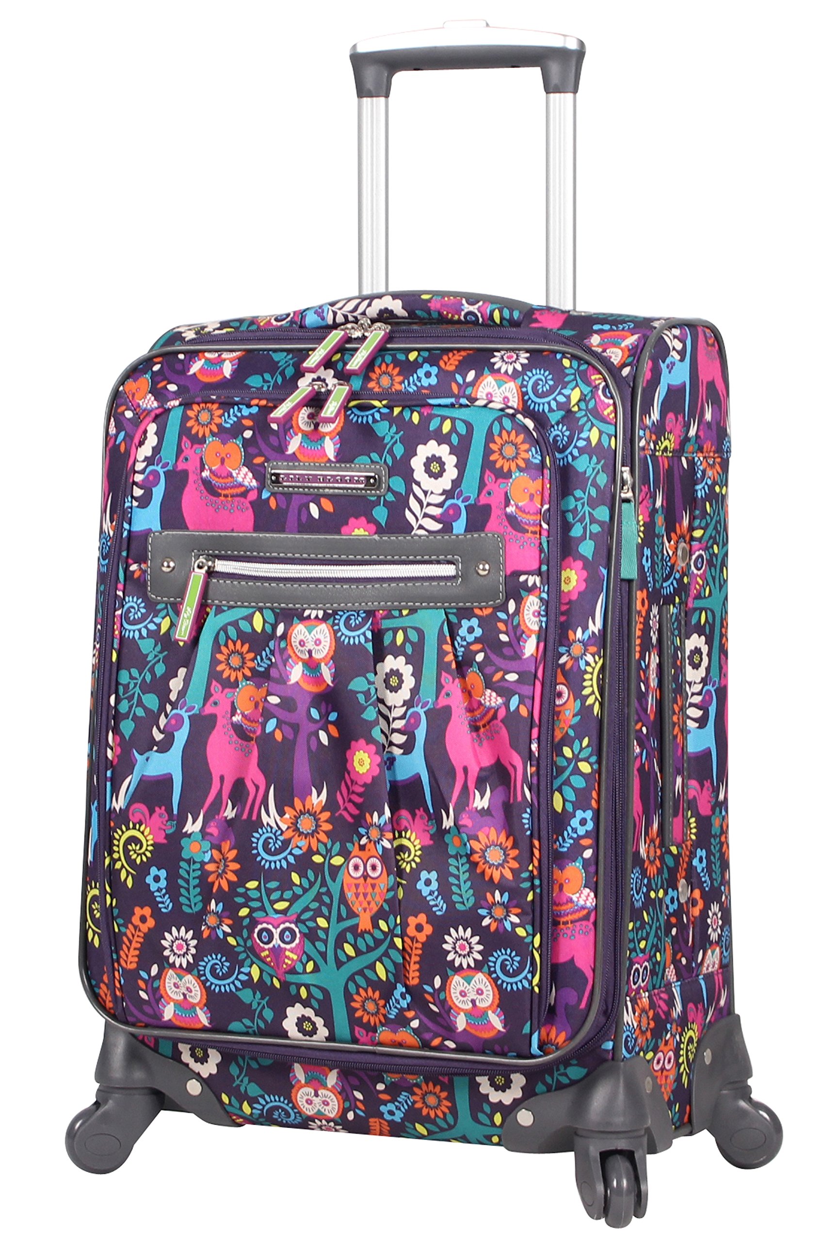 Lily Bloom Women's 20in Expandable Carry-On Luggage with Spinner Wheels - Wildwoods Pattern Design for Travel, Business Trips & Weekend Getaways