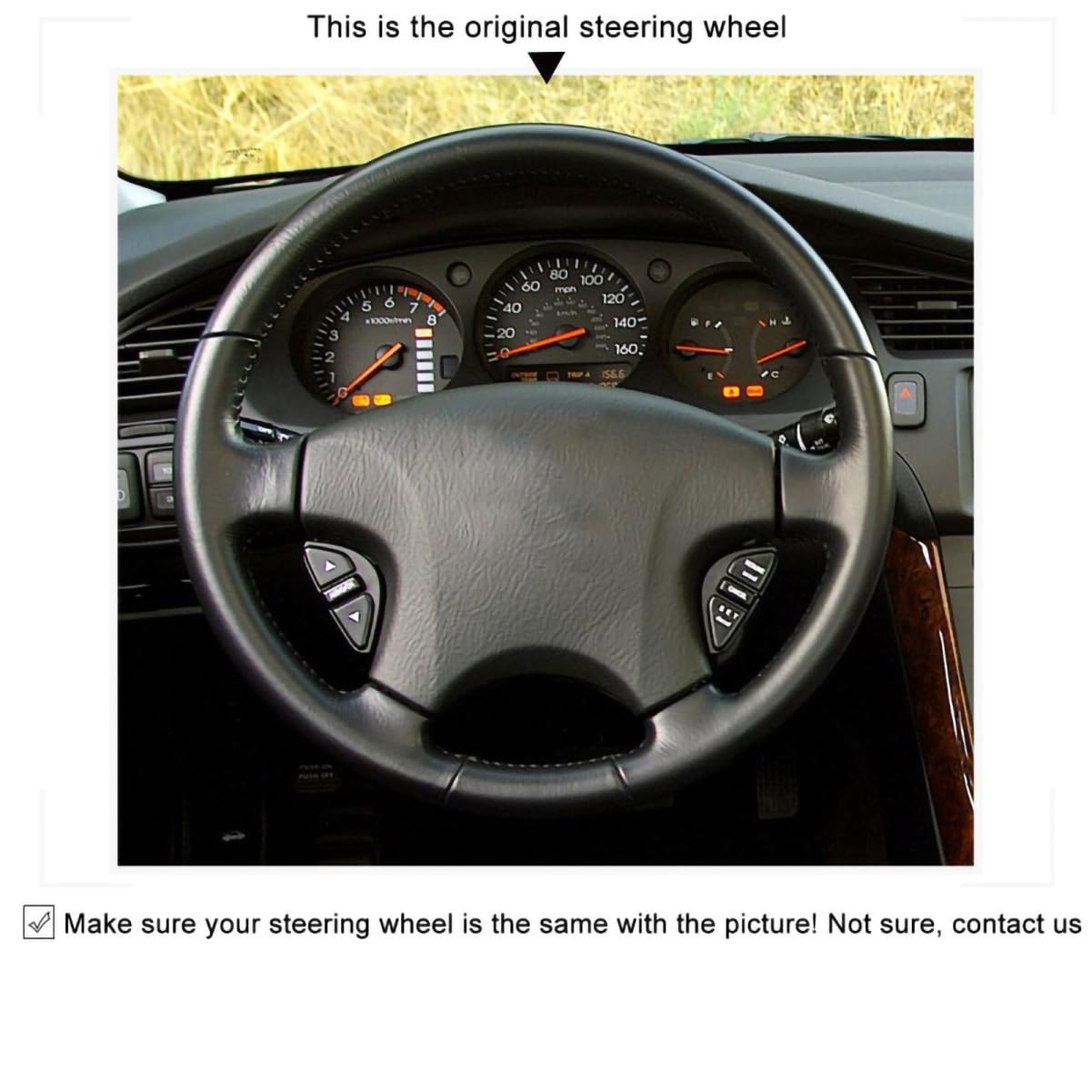 Genuine Leather Custom Fit Steering Wheel Cover for Honda Accord 1999-2003 | OEM Replacement Interior Accessories | Enhanced Grip & Comfort for Daily Driving & Road Trips