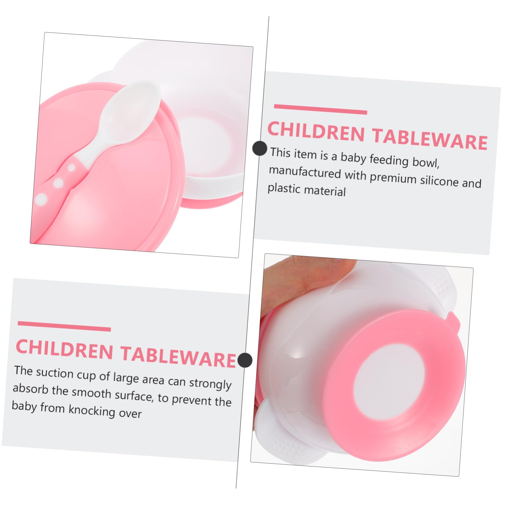 COOLHIYA Non-Slip Suction Bowls Set - Divided Baby Plates with Suction Base, BPA-Free Plastic Toddler Dinnerware (Pink) - Perfect for Kids Mealtime, Travel & Mess-Free Feeding