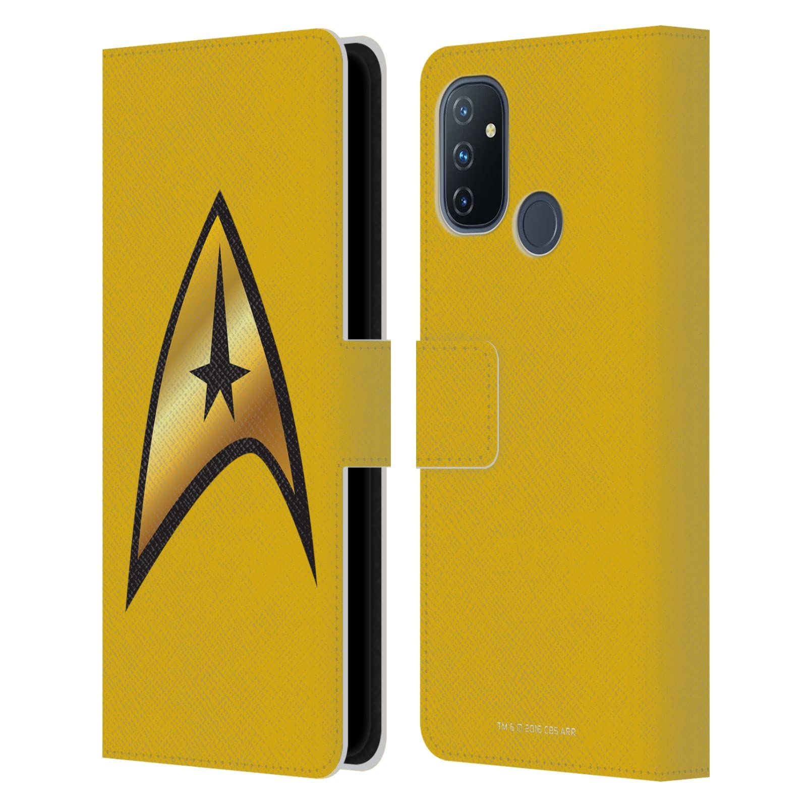 Officially Licensed Star Trek Command Solo Uniform & Badge Leather Wallet Case for OnePlus Nord N100 - TOS Style Book Cover - Perfect for Trekkies, Cosplay & Sci-Fi Conventions