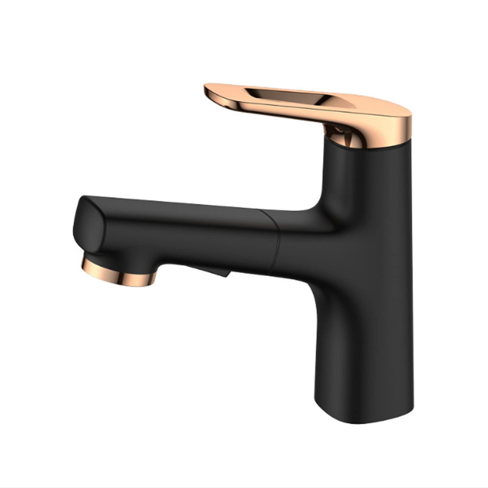 Luxury 360° Swivel Pull-Out Kitchen Faucet with Dual Spray Modes - Brushed Rose Gold & Black All-Copper Water Tap (7.3 Inch) for Modern Home, Restaurant, or Commercial Use